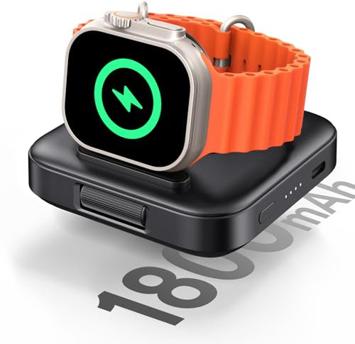 SwanScout Portable Charger for Apple Watch Series 10, 1800mAh Wireless Charger Stand for Apple Watch Ultra 2/10/9/8/7/6/5/4/3/2, SwanScout 303A (Black)
