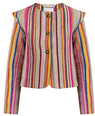 IZIA Veste Blazer Courte, Rayures Roses Multicolores, S Femme