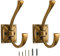 CABDM 2 Pack Decorative Heavy Duty Towel Hooks for Hanging Robe Double Vintage Antique Brass Coat Hooks Wall Mounted with Screws for Key, Towel, Bags, Cup, Hat