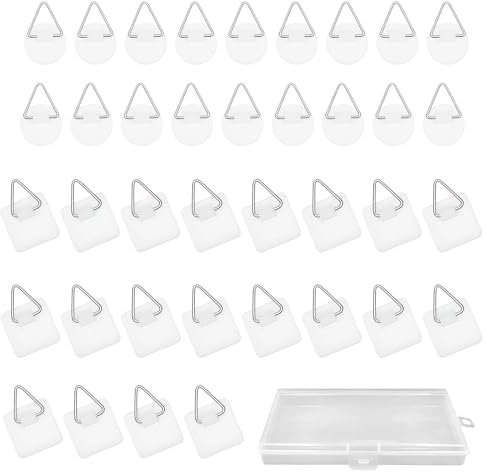 Xmart 60 Pezzi Ganci Adesivi per Quadri Bianco Due Forme Ganci Quadri Adesivi E Ganci Adesivi Rotondi Adatti per Appendere Piccoli Oggetti Appendi Quadri Quadri Decorazioni Gancetti Adesivi