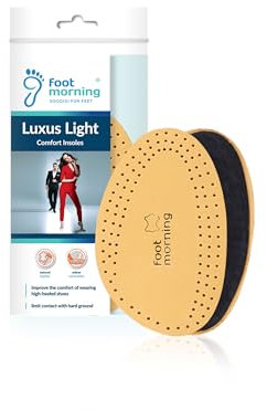 Foot Morning Luxus Light - Premium Leder & Latex Halbsohle – halbe Einlegesohlen mit Polster gegen Verrutschen - für flache Schuhe/Stiefel – Vorderfußeinlagen für den Schuhspitzenbereich (37-38 EUR)
