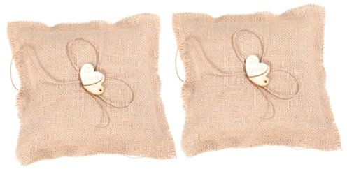 Cabilock 2 Stücke 18 Rustikalen Hessischen Bearer Kissen 18x18cm Sackleinen Kissen Für Hochzeit Party