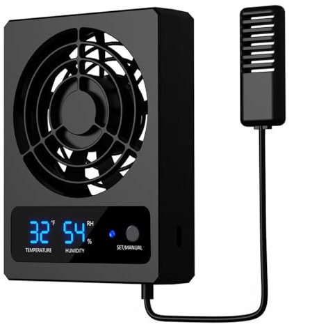 Ventilación Reptiles, Mini Ventilador Pequeño USB con Pantalla LCD Control Autom Ático Temperatura para Anfibios Reptiles Serpientes Tortugas Tanque de Lagartos