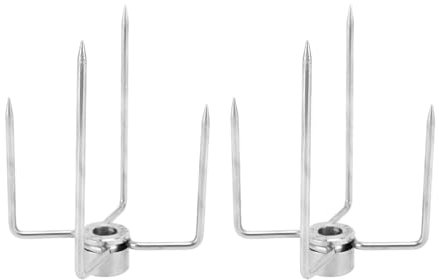 Haofy Drehspießgabel aus Edelstahl 304 mit 4 Krallen für 10,2 Cm Spießstange, Motorisierte Grill-Fleischgabel 2 Stück, Geeignet für Elektrische Grills