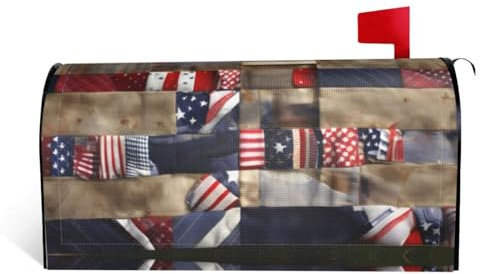 LXqlSS Coperture patchwork con bandiera americana, copertura magnetica impermeabile per cassetta delle lettere, per casa, giardino, cortile, fattoria, 53,3 x 45,7 cm, nero