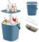 GYMAX Cool Bar mit Griff, tragbarer 15 L Bier- & Weinkühler mit Eiszange & Flaschenöffner, 3-in-1 Beistelltisch mit Innenfach inkl. Kühlbox-Funktion, Getränkekühler für Terrasse & Party (Blau)
