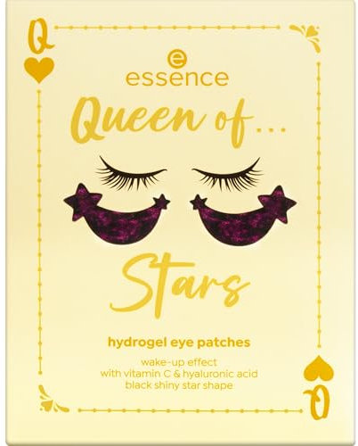 essence Queen of... Stars hydrogel eye patches, Augenpflege, Nr. 01, Schwarz, pflegend, erfrischend, Einfach zu entfernen, natürlich, vegan, ölfrei, ohne Parfüm, ohne Alkohol, 4er Pack (4x1pair)