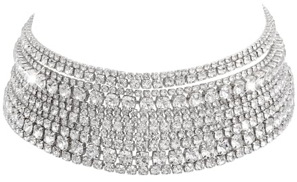 EVER FAITH Strass Halskette für Damen funkelnden Kristall Statement Glitter Choker Schmuck Geschenke für Hochzeit Silber-Ton