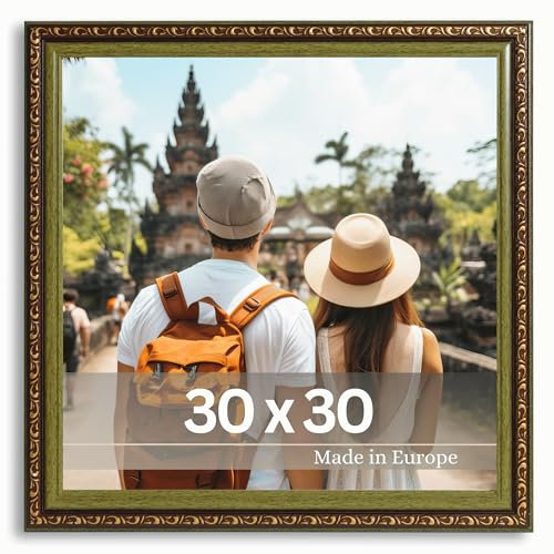 VictoR antiker - kunstvoller Fotorahmen „Chagall“ in Braun Grün - 30x30 cm Deko Bilderrahmen Vintage - geeignet für Urkunden - Quadratisch - Barock