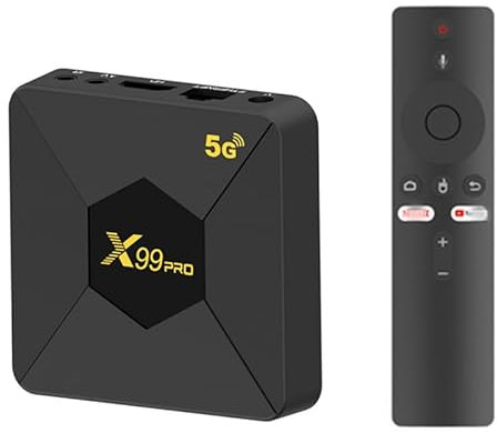Boîtier TV Android 13.0, X99 Pro [2 Go + 8 Go] Processeur H313 Quad Core Smart TV Box Lecteur Multimédia Android Prise en Charge USB 3.0 / 3D / 4K H.265/2.4G WiFi Set Top TV Box