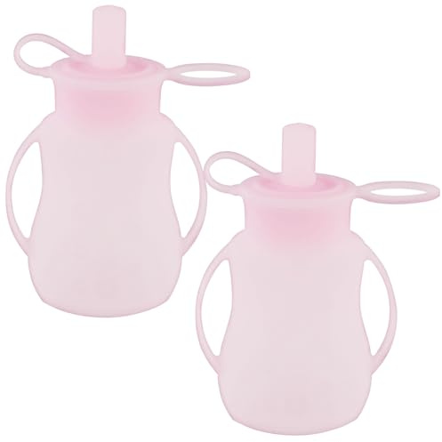 2Stück Silikonbeutel für Babynahrung,Tragbare Wiederverwendbare Aufbewahrung von Babynahrung für Babynahrung,Griff ist leicht zu greifen Beutel für Babynahrung leicht zu reinigen für zu Hause (Rosa)