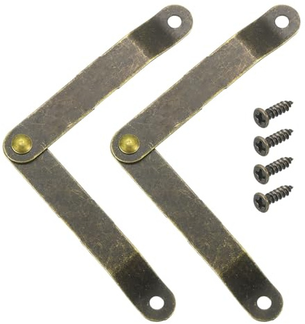 sourcing map 4.69x0.39 Folding Support Lid Hinges with Screws Bronze 2Pcs | Lift Up Lid Stay Hinge,180 Degree Rotatable Metal Retro Hinges,for Wooden Cases Boxes Display Trunk Chest