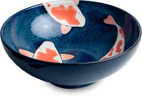 Koi-Bowls- ASIATICA | Ramen Bowl Porzellan-Schalen, versch. Größen | Hochwertige asiatische Schüssel für Reis, Nudeln, Tapas, Udon, Müsli, Suppen - Made in Japan (Bowl Ø21,5 cm | H8 cm)