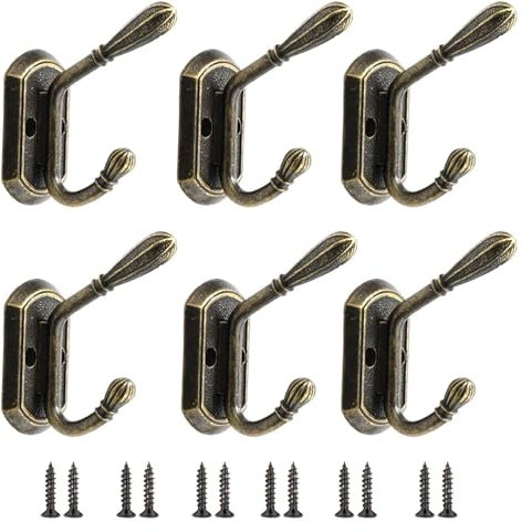 WENFEN Wandgarderobe, Kleiderhaken, Wandgarderobe, 6 Stück, Vintage-Wandhaken for Aufhängen, Metallhaken, antiker Kleiderhaken, geeignet for Schränke, Kleiderschränke, Schlafzimmer dahinter