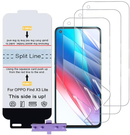 SLBESTLUC 3 Pièces Protection écran Téléphone pour OPPO Find X3 Lite, TPU Film Hydrogel Flexible Transparent HD, Protecteur écran Smartphone(Pas de Verre Trempé)