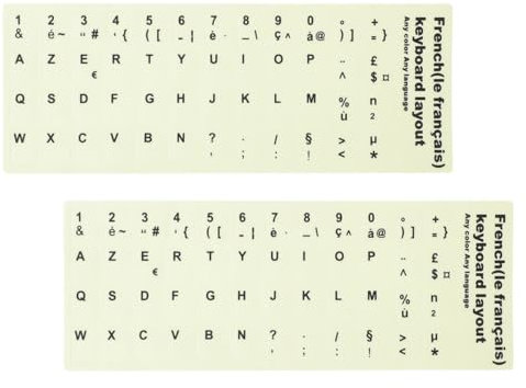 NUOBESTY 2PCS Glow Dark Keyboard Stickers Print Luminescent French Keyboard Letter Replacements for Easy Visibility Laptops Desktops for Low Light Conditions