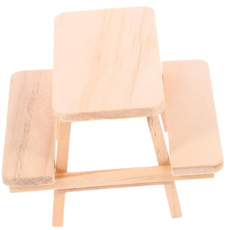 SUPVOX Miniature Wooden Picnic Table Model Doll House Table Furniture Accessory 3.15 in Mini Picnic Prop for Doll House Supplies Bedroom Living Room Kitchen Decor