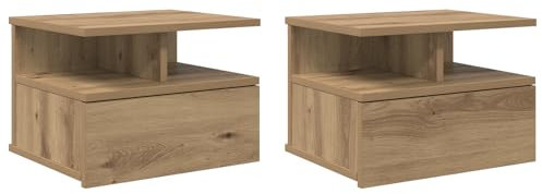 vidaXL Schwebende Nachttische 2 Stück Artisan Eiche 40x31x27 cm Werkstoff Holz