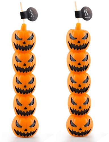 2pcs Kürbis Kerzen, Halloween Kürbis Deko Innen für Zuhause Bar, Zimmer, Tische, Pumpkin Decorative Halloween Geschenke für Kinder Frauen Männer