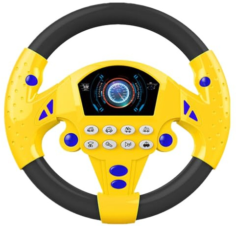 Eoixuqba 20x20cm Jouets De Volant Pour Enfant, Volant Voiture Enfant Avec Lumière Et Son, Jouet Copilote De Volants Rotation À 360°, Simulateur Conduite Volants, Jouet Éducatifs Pour Garçons Et Filles