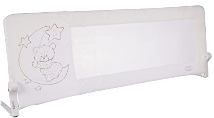 Mundibebé Barrera Seguridad Niños Cama 180 x 66 cm - Seguridad y Comodidad, Alta y Robusta - Barrera Cama Niños Abatible - Barandilla Cama Niño Modelo Osito y Luna Beige