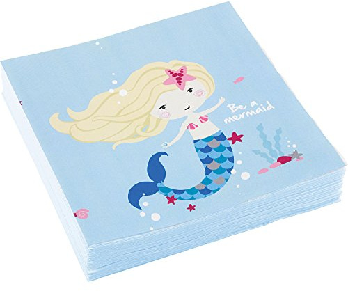 Amscan 9903033 - Servietten Be a Mermaid, 20 Stück, 33 x 33 cm, Geburtstag, Mottoparty