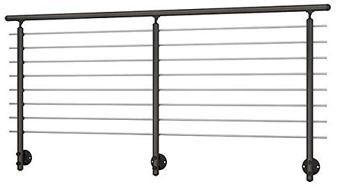Handrail Banister Balustrade Anthracite for Indoor OR Outdoor Use with Wall Mounted Posts - PROVA 8 (Starter KIT 2M)