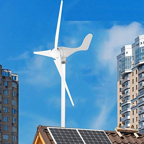 12V 500W Generador de Turbina Eólica Aerogenerador de 3 Palas Turbina de Viento de Aleación de aluminio de Baja velocidad del viento de arranque de Bajo ruido, Color