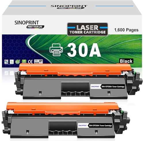 SINOPRINT 30A Kompatible HP CF230A 30A 30X CF230X Tonerkartusche Laserjet pro M203dw Toner Ersatz für HP Laserjet Pro MFP M203dw M203dn M227fdw M227sdn M227fdn M227 M203d M203(2er-Pack, Schwarz)