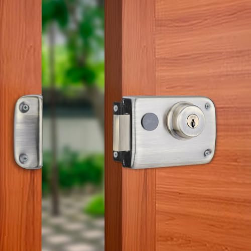 Godrej Ultra XL+ 2C - Cerradura de seguridad para puerta principal, adecuada para puertas zurdas y diestras, cerradura de puerta de madera con 4 llaves, acabado de latón antiguo (dorado, paquete de 1)