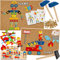 alles-meine.de GmbH XXL Set - Hammerspiel - 411 Teile - Modellwahl - Roboter & Feuerwehr - inkl. Name/für Kinder - Klopfspiel Nagelspiel - Hämmerchenspiel - Nagel Hammer Holz b..