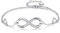 ALBERTBAND Personalisiertes Damen Armband mit Namens Geburtsstein Silber Infinity Armbändern Geschenke für Mama Tochter Mädchen Beste Freundin Weihnachten Valentinstag (A)