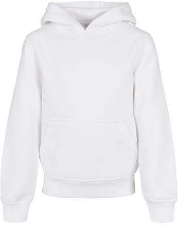 Build Your Brand Unisex Kinder Organic Basic Kids Hoody Kapuzenpullover, White, 122-128