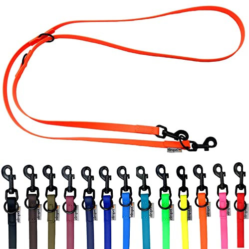 Biothane Hundeleine kleine Hunde/große Hunde verstellbar 2m / 2,40m / 2,80m / 3,50m / 5m schwarzer Haken (2m X 9mm, Neonorange)