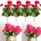 Elyjhyy Künstliche Blumen Begonie Seidenblumen für den Innen- und Außenbereich Künstliche Pflanze Blumen für Terrasse Rasen Garten Dekor (Rosenrot)