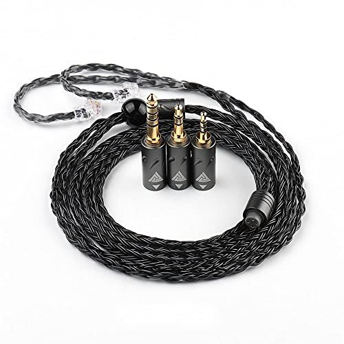 Linsoul QKZ Q1 MAX,Cable de repuesto para auriculares de alta fidelidad de 16 soportes, 352 núcleos, con enchufe intercambiable de 2.5 mm/3.5 mm/4.4 mm para audiófilo (negro, tipo S)