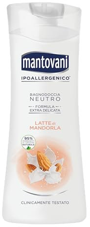 Mantovani - Bagnoschiuma Neutro Ipoallergenico Nutrimento, con Latte di Mandorla, Pelle Nutrita e Coccolata, 400 ml