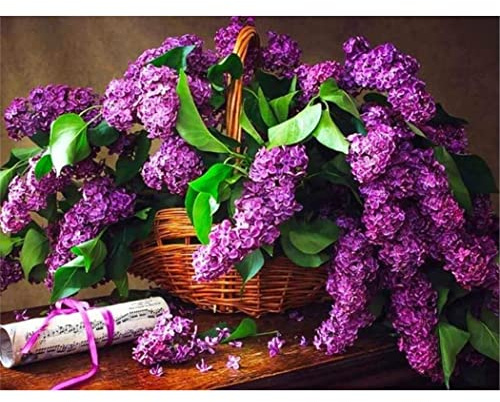 YSCOLOR Diamant Painting 5D Diamant Malerei Für Erwachsene Hortensie Flieder Voller Runder Bohrer Diy Diamantmosaik Vase Stickerei Blume Handgemachtes Hobby Geschenk Voller Runder Diamant 30x40cm