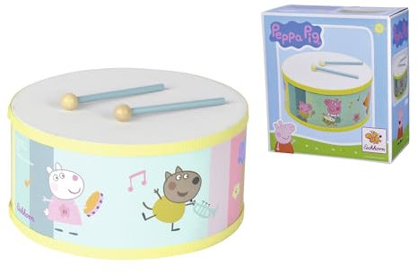 Eichhorn - Peppa Pig Trommel mit 2 Trommelstöcken, fördert die auditive Wahrnehmung der Kinder, harmonische Klänge, 20 cm groß, 3-TLG., aus Schima- und Sperrholz, ab 1 Jahr