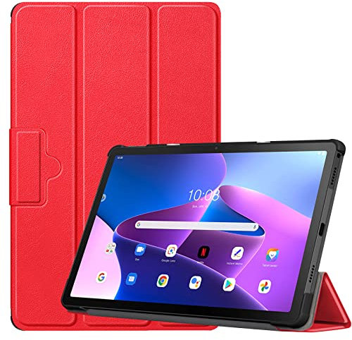 YRH Funda para Lenovo Tab M10 Plus 3rd Gen de 10,6 Pulgadas 2022 [Auto Wake/Sleep] Smart Ultra Slim Leather Stand Flip Cover para Lenovo M10 Plus (3ª generación) [TB125FU /TB128FU /TB128XU] (Rojo)