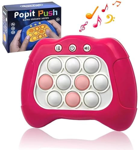Jastown Console de Jeu Fast Push Bubbles,Pop it Lumineux,Jeu Pop Puzzle de Light Bouton,Jeu Pop it électronique,Pop it up,Jeu electronique pour Enfants de 3-12 Ans(Pink)
