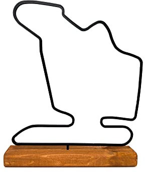 F1 Strecke Modell, Formel 1 Strecke Statue, Geschenkidee für einen Formel 1 Fan, F1 Strecke Faden auf Holzsockel 20cm, Zimmerdekoration für F1 Fan, Geschenk für einen Motorsportfan (Hungaroring)