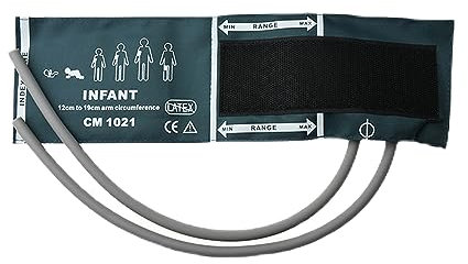Etelux Neonatal/Infant/Child/Adult/Large Adult/Adult Thigh Blood Pressure Cuff Double Tube for Patient Monitor Double Tube Cuff (Infant)