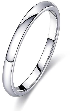 FUNEIA Silber Band Ring Damen Herren 1-8mm Breit Edelstahl Ringe für Männer Frauen Simpel Polierte Trauring Ehering Verlobungsring Daumenring Finger Ring Größen 52, 54, 57, 60, 62, 65, 67
