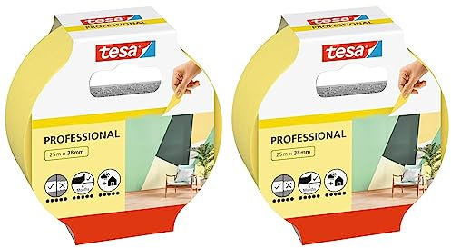 Tesa Masking Tape PRECISION INDOOR Jaune 25m x 38mm 56271-00000-01 (Lot de 2)
