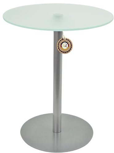 Beistelltisch, Couchtisch, Blumentisch, Josefa, Gestell in Silber Brillant, Milchglas, Verschiedene Größen (Ø50 x Höhe 60cm)