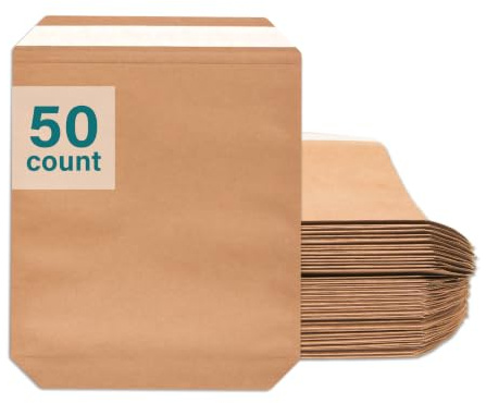 Elementree Medium Recyclable Paper Mailers - 13.5 x 15.5 - 50 Count - Brown Expandable Envelopes & Shipping Bags - Made in the USA - Double-Walled Kraft Paper (00957)