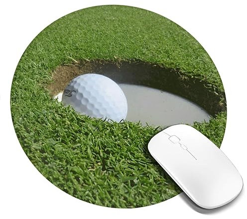 Mouse Pad Golf Ball Hole Mouse Pads for Desk with Non-Slip Rubber Base Office Computer Round Mousepad Mouse Mat for Home Office Desk Accessories