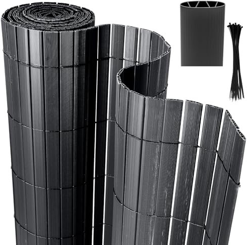 Izrielar PVC Sichtschutzmatte mit Kabelbindern Sichtschutz Wetterfest für Garten, Balkon und Terrasse, 4-Gewicht-Verstärkung Sichtschutzzaun,UV-beständig und Wasserdicht (1.8 x 4M, Anthrazit)