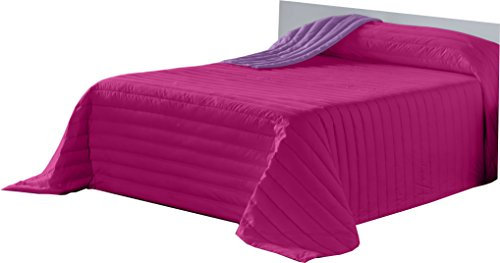 Lucena Cantos - Copriletto 120 g, 250 x 270, bicolore Fucsia/Malva